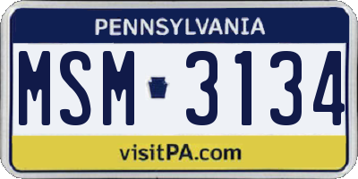 PA license plate MSM3134