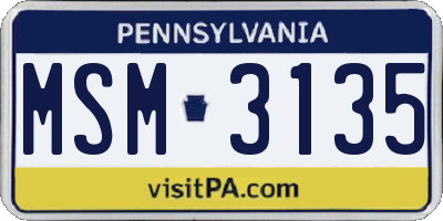 PA license plate MSM3135