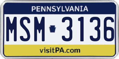 PA license plate MSM3136