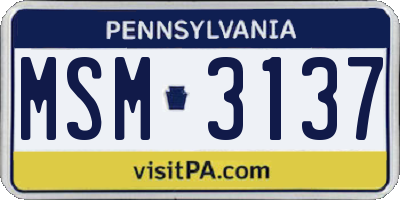 PA license plate MSM3137