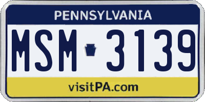 PA license plate MSM3139