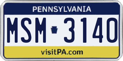 PA license plate MSM3140