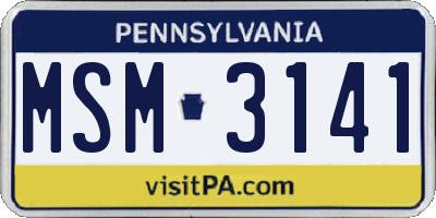 PA license plate MSM3141