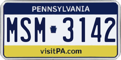 PA license plate MSM3142