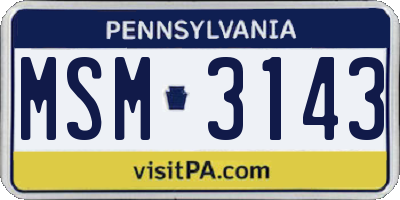 PA license plate MSM3143