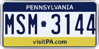 PA license plate MSM3144