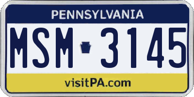 PA license plate MSM3145
