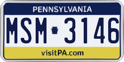 PA license plate MSM3146