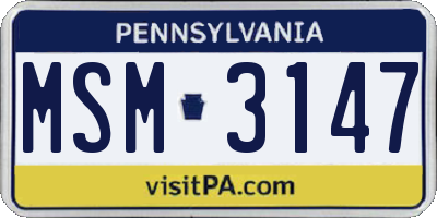 PA license plate MSM3147