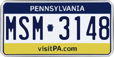 PA license plate MSM3148
