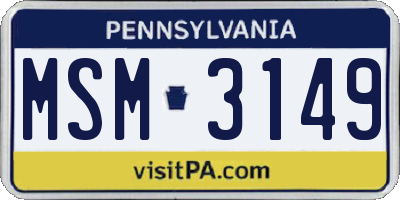 PA license plate MSM3149