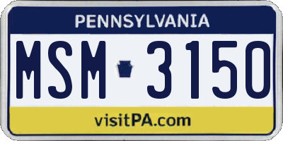 PA license plate MSM3150