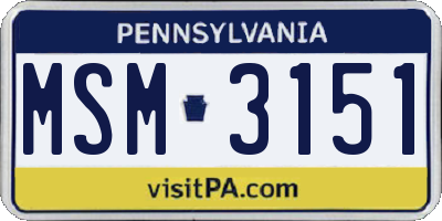 PA license plate MSM3151