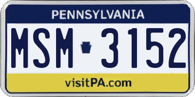 PA license plate MSM3152