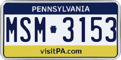 PA license plate MSM3153