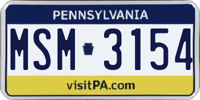 PA license plate MSM3154