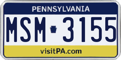PA license plate MSM3155
