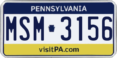 PA license plate MSM3156
