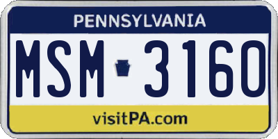 PA license plate MSM3160