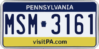 PA license plate MSM3161