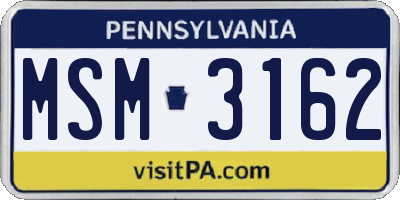 PA license plate MSM3162