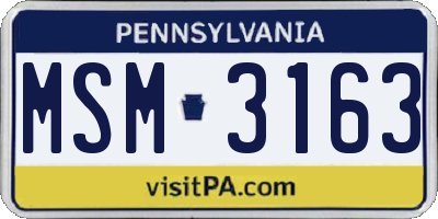 PA license plate MSM3163