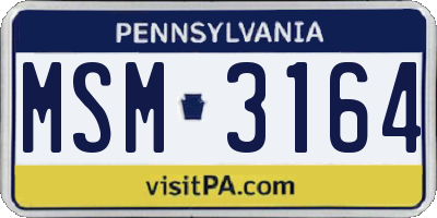 PA license plate MSM3164