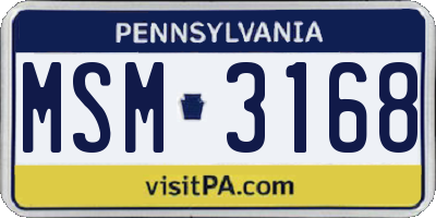 PA license plate MSM3168