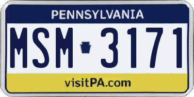 PA license plate MSM3171