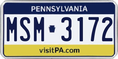 PA license plate MSM3172