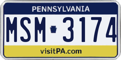 PA license plate MSM3174