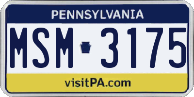 PA license plate MSM3175
