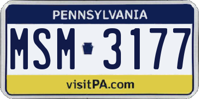 PA license plate MSM3177