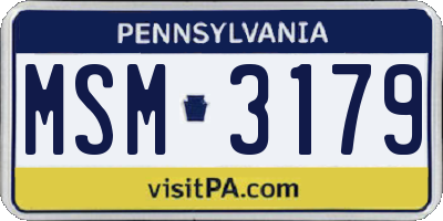 PA license plate MSM3179
