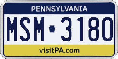 PA license plate MSM3180