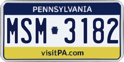 PA license plate MSM3182