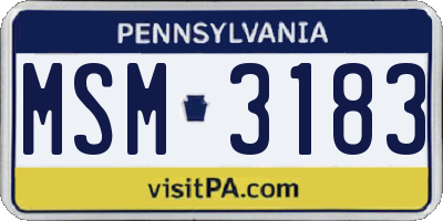PA license plate MSM3183