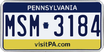 PA license plate MSM3184