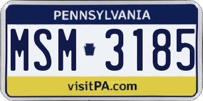 PA license plate MSM3185