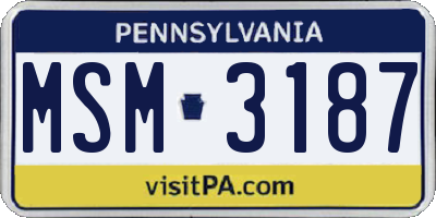 PA license plate MSM3187