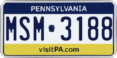 PA license plate MSM3188