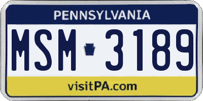PA license plate MSM3189