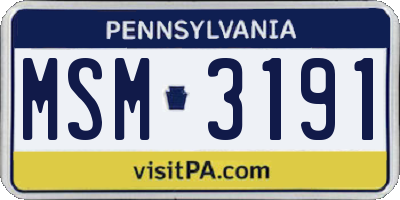 PA license plate MSM3191