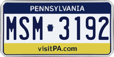 PA license plate MSM3192