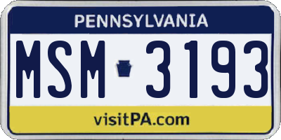 PA license plate MSM3193