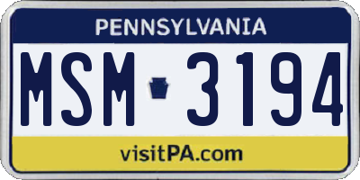PA license plate MSM3194