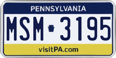 PA license plate MSM3195