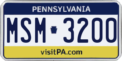PA license plate MSM3200