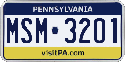 PA license plate MSM3201