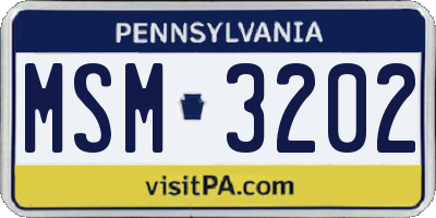 PA license plate MSM3202